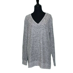 Lucky Brand Gray V-Neck Long Sleeves Sweater Shirt Size Medium